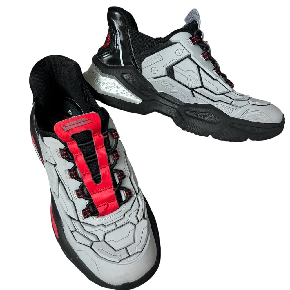 SKECHERS Boy’s Sneaker Hands Free Slip-ins Skech-Bots Orbitron Blk/Red/Gray 1.5